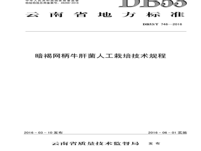 DB53/T 746-2016暗褐网柄牛肝菌人工栽培技术规程