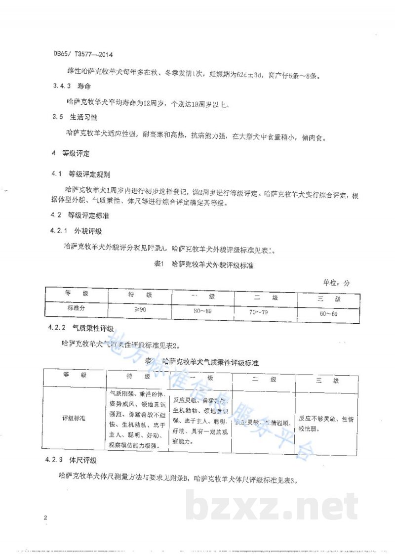DB65/T 3577-2014哈萨克牧羊犬 DB65/T 3577-2014哈萨克牧羊犬