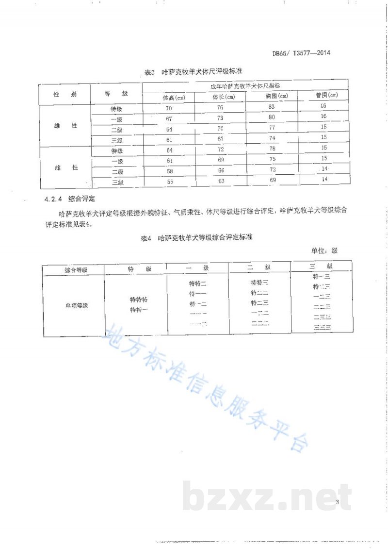 DB65/T 3577-2014哈萨克牧羊犬 DB65/T 3577-2014哈萨克牧羊犬