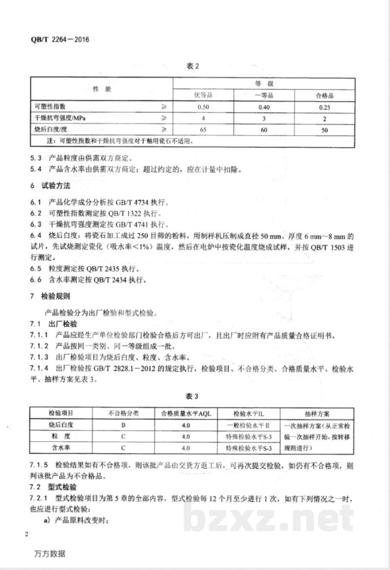 QB/T 2264-2016陶瓷用瓷石 QB/T 2264-2016陶瓷用瓷石