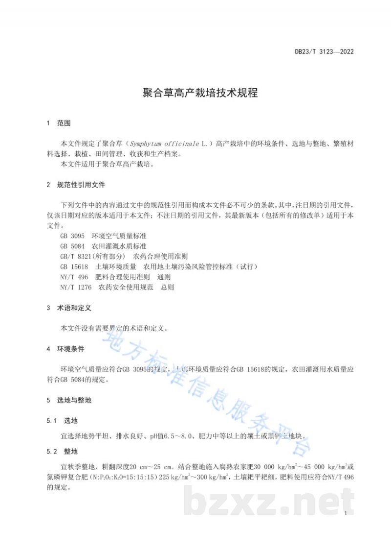 DB23/T 3123-2022聚合草高产栽培技术规程