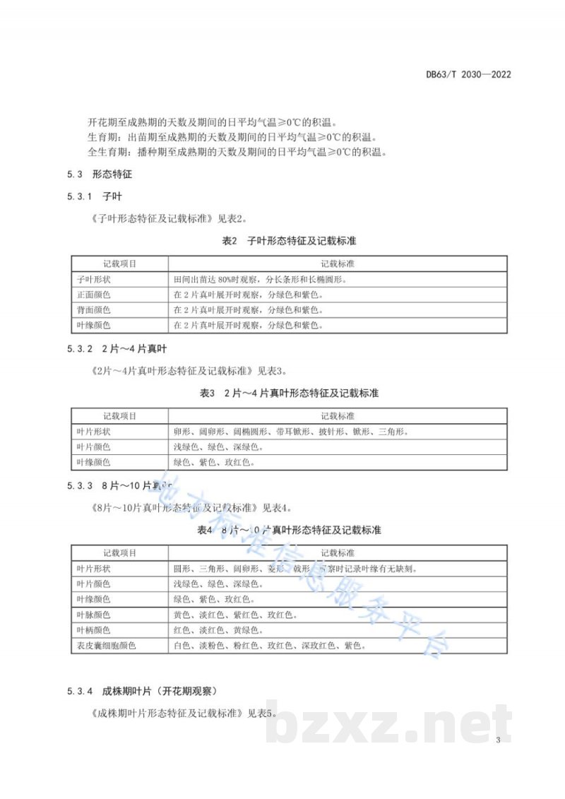DB63/T 2030-2022藜麦观察记载标准 DB63/T 2030-2022藜麦观察记载标准