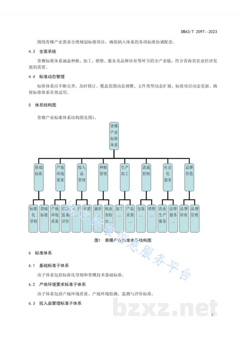 DB63/T 2097-2023青稞产业标准体系 DB63/T 2097-2023青稞产业标准体系