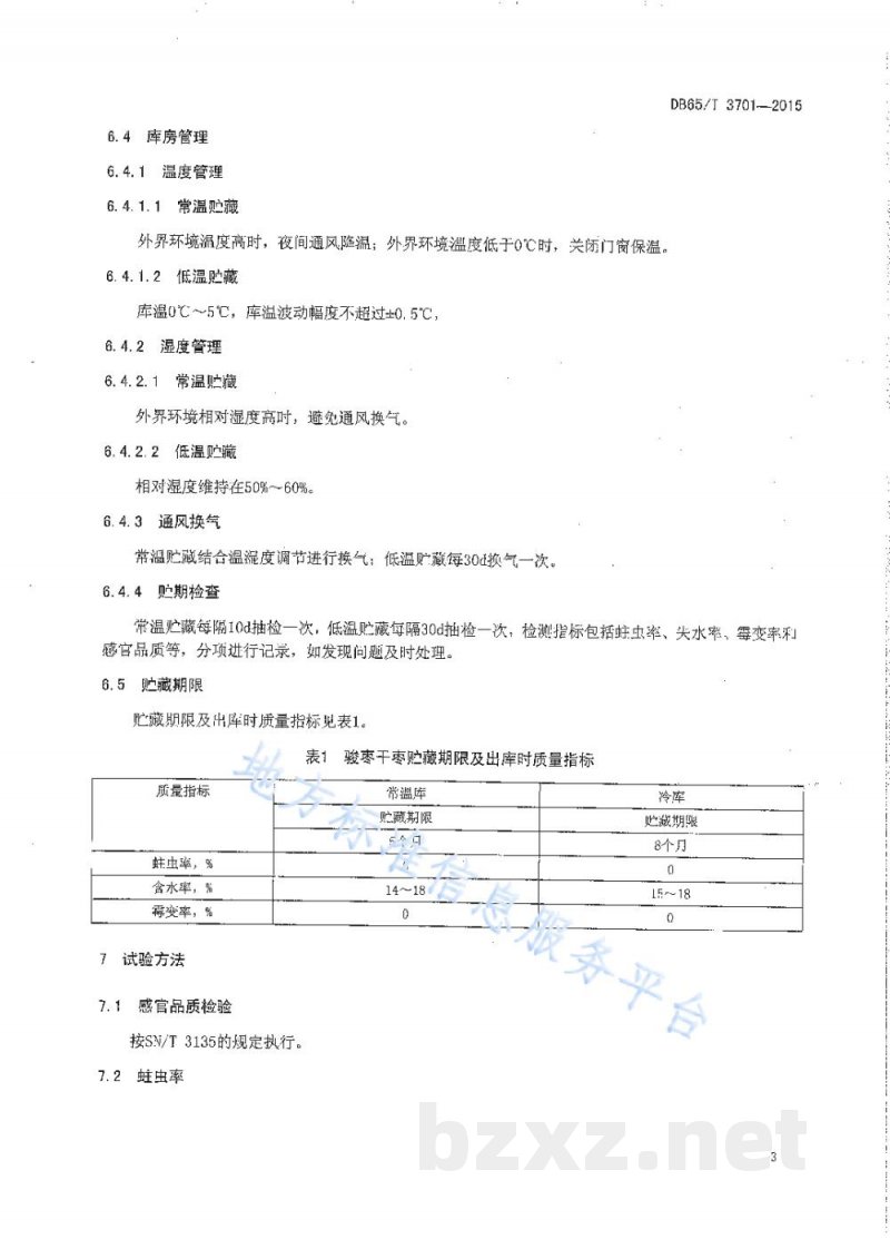 DB65/T 3701-2015干制骏枣贮藏技术规程 DB65/T 3701-2015干制骏枣贮藏技术规程