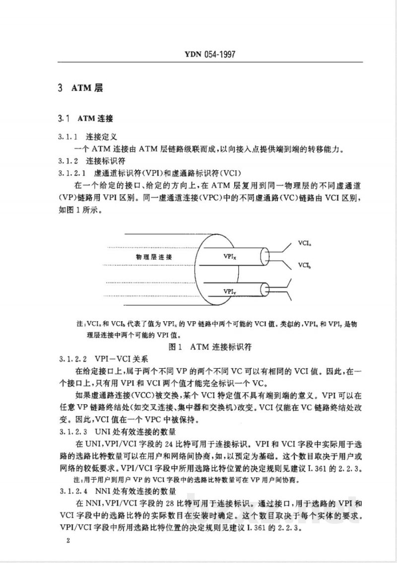YDN 054-1997 B-ISDN异步转移模式的功能特性 YDN 054-1997 B-ISDN异步转移模式的功能特性