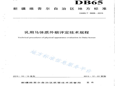 DB65/T 3806-2015乳用马体质外貌评定技术规程