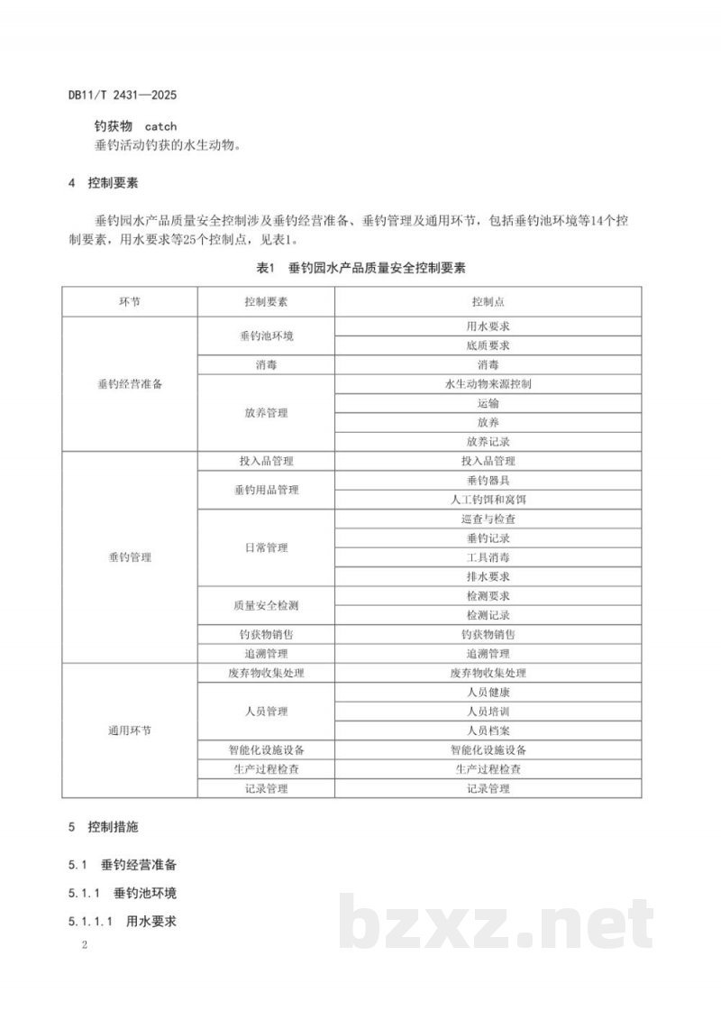DB11/T 2431-2025垂钓园水产品质量安全控制规范 DB11/T 2431-2025垂钓园水产品质量安全控制规范