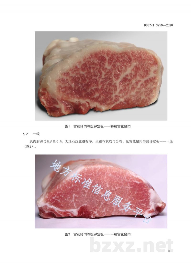 DB37/T 3950-2020雪花猪肉等级分级标准 DB37/T 3950-2020雪花猪肉等级分级标准