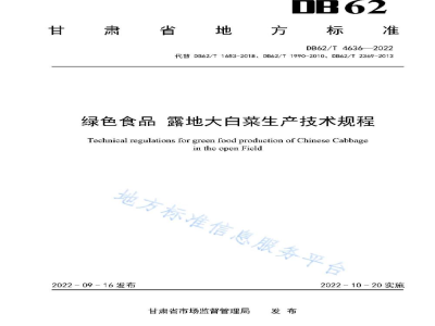 DB62/T 4636-2022绿色食品 露地大白菜生产技术规程