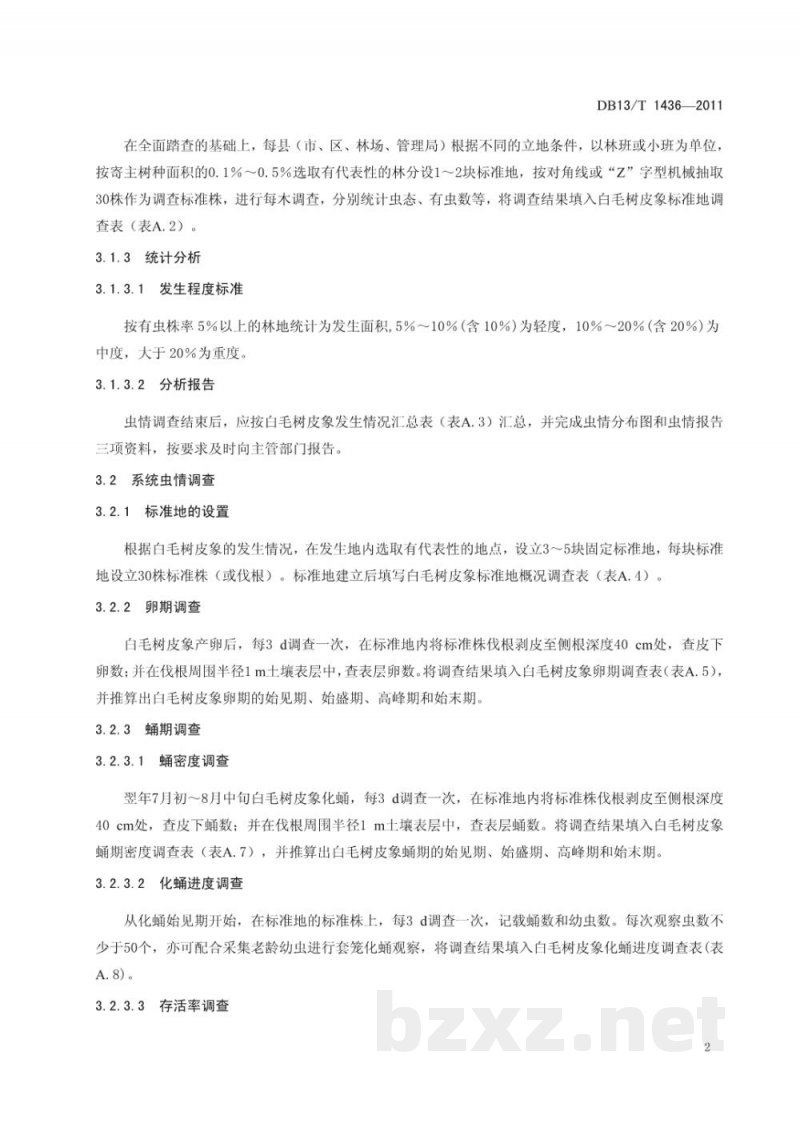 DB13/T 1436-2011白毛树皮象预测预报技术规程 DB13/T 1436-2011白毛树皮象预测预报技术规程