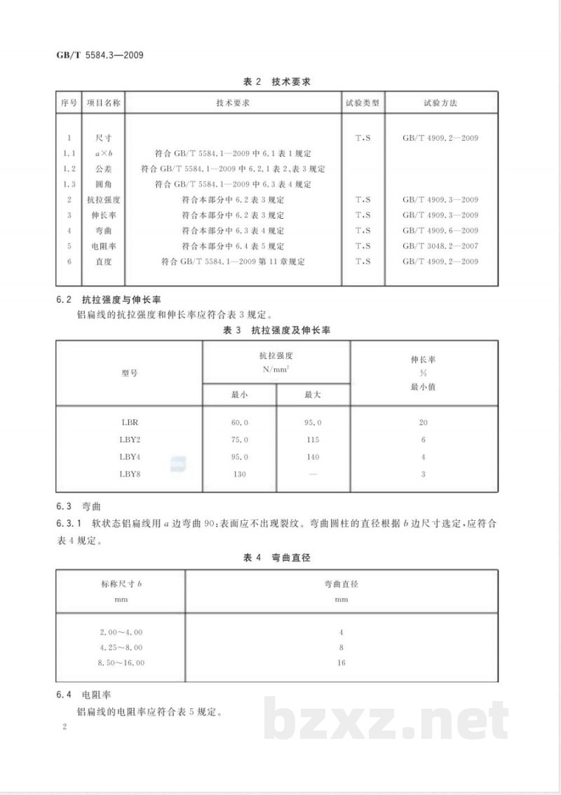 GB/T 5584.3-2009 电工用铜、铝及其合金扁线 第3部分:铝扁线 GB/T 5584.3-2009 电工用铜、铝及其合金扁线 第3部分:铝扁线