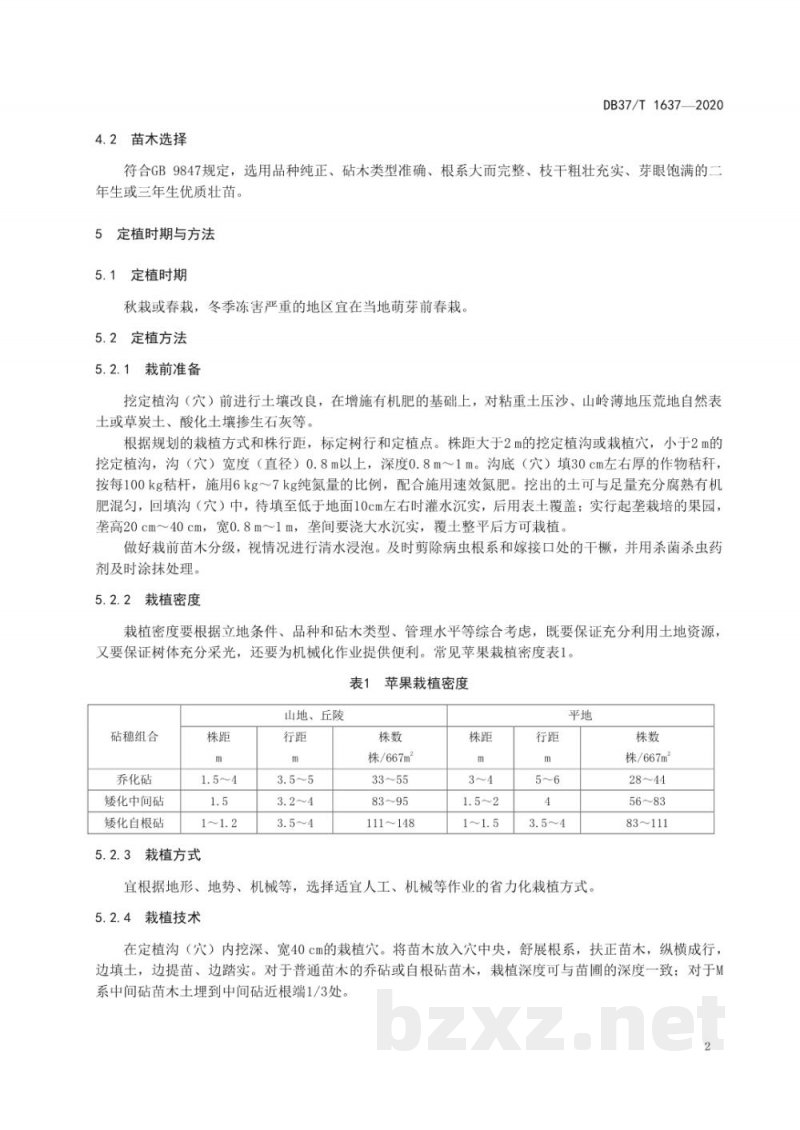 DB37/T 1637-2020新建苹果园技术规程 DB37/T 1637-2020新建苹果园技术规程