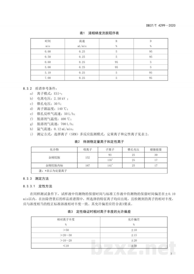 DB37/T 4299-2020海水中金刚烷胺的测定 液相色谱串联质谱法 DB37/T 4299-2020海水中金刚烷胺的测定 液相色谱串联质谱法