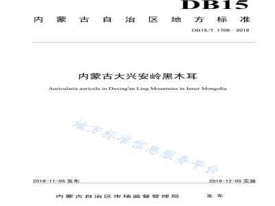 DB15/T 1709-2019内蒙古大兴安岭黑木耳