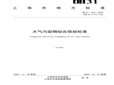 DB31/ 933-2025大气污染物综合排放标准