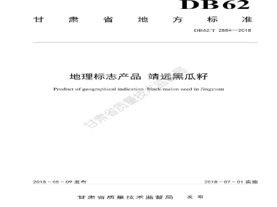 DB62/T 2884-2018地理标志产品 靖远黑瓜籽