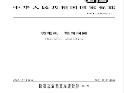 GB/T 39566-2020微电机  轴向间隙 