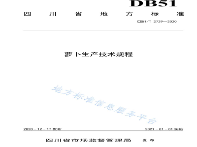 DB51/T 2729-2020萝卜生产技术规程