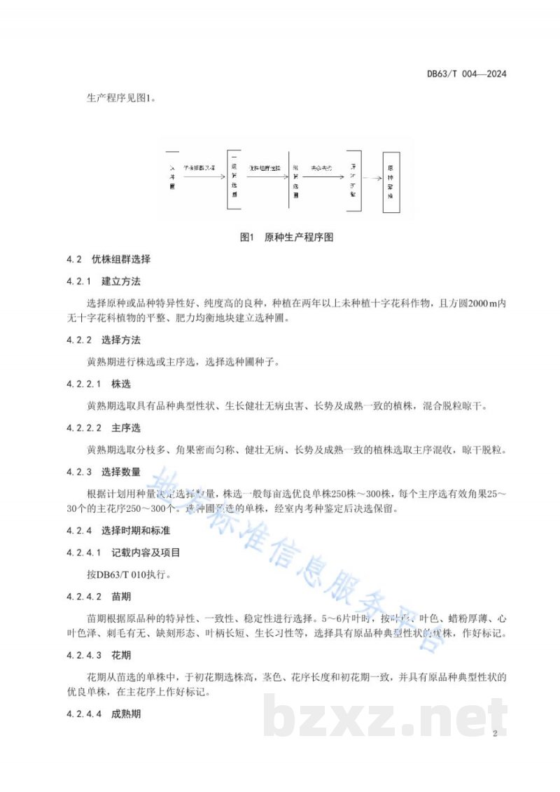 DB63/T 004-2024白菜型油菜原种生产技术操作规程 DB63/T 004-2024白菜型油菜原种生产技术操作规程