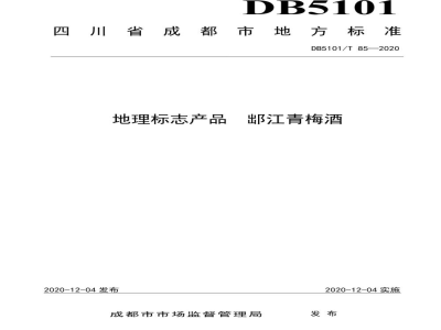DB5101/T 85-2020地理标志产品 江青梅酒