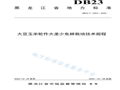 DB23/T 3393-2022大豆玉米轮作大垄少免耕栽培技术规程