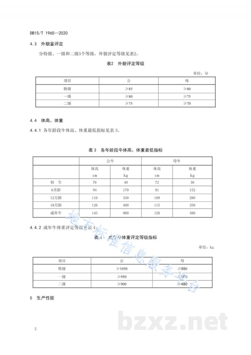 DB15/T 1965-2020科尔沁牛 DB15/T 1965-2020科尔沁牛