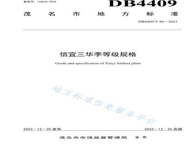 DB4409/T 46-2023信宜三华李等级规格