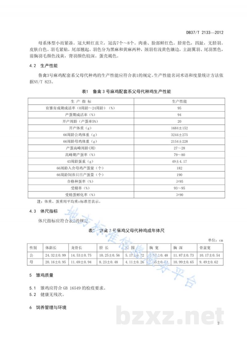 DB37/T 2133-2012鲁禽3号麻鸡配套系父母代种鸡 DB37/T 2133-2012鲁禽3号麻鸡配套系父母代种鸡