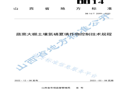 DB14/T 2599-2022蔬菜大棚土壤氮磷夏填作物控制技术规程