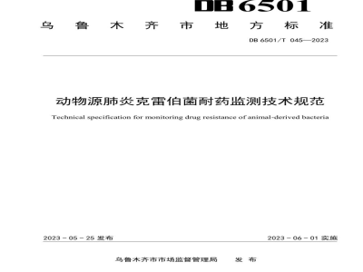 DB6501/T 045-2023动物源肺炎克雷伯菌耐药监测技术规范