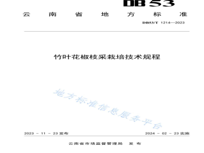 DB53/T 1214-2023竹叶花椒枝采栽培技术规程