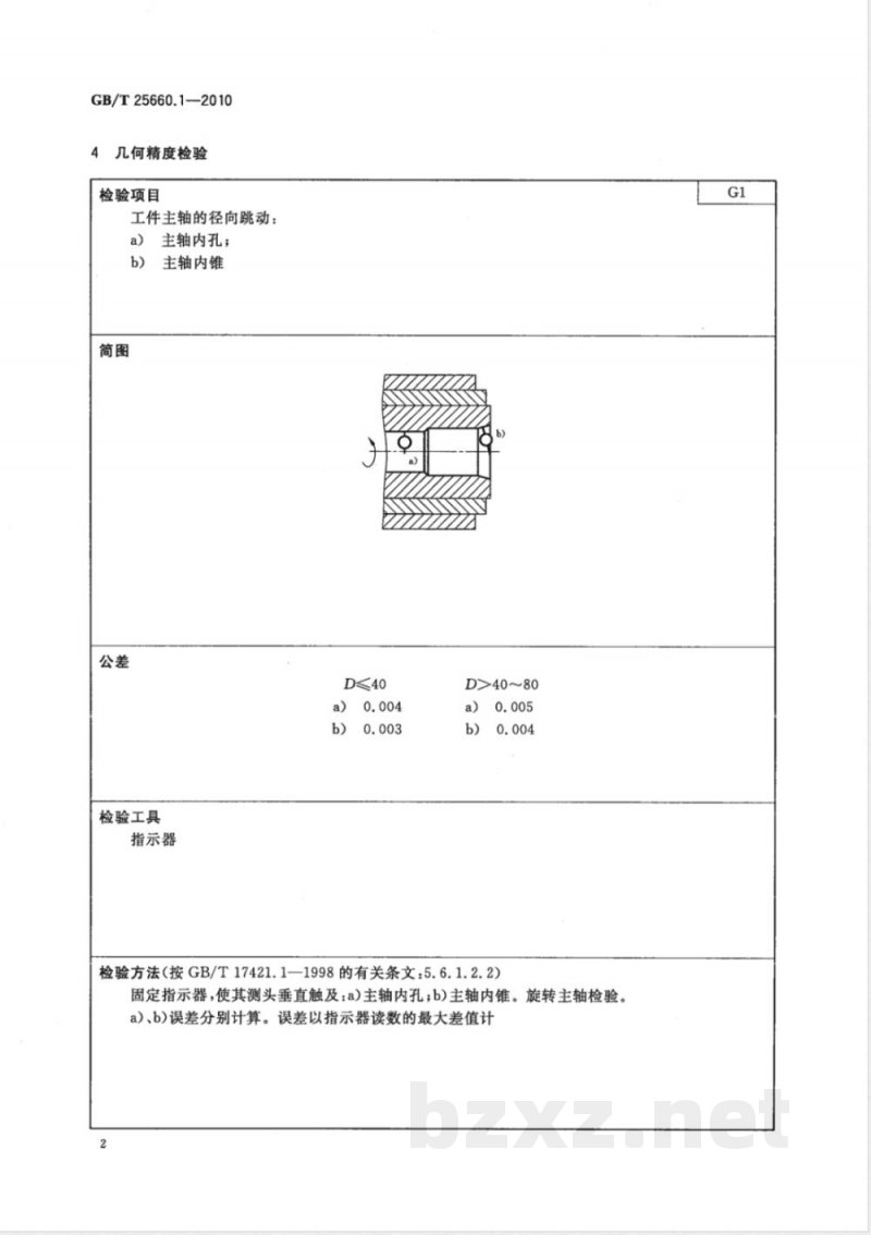 GB/T 25660.1-2010数控小型蜗杆铣床 第1部分:精度检验 GB/T 25660.1-2010数控小型蜗杆铣床 第1部分:精度检验