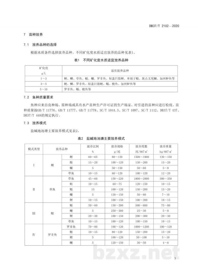 DB37/T 2102-2020盐碱地池塘鱼类养成技术规程 DB37/T 2102-2020盐碱地池塘鱼类养成技术规程