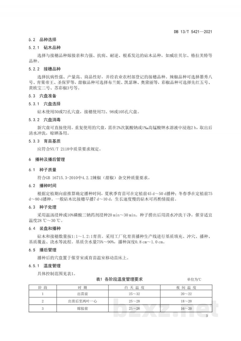 DB13/T 5421-2021辣椒工厂化嫁接育苗技术规程 DB13/T 5421-2021辣椒工厂化嫁接育苗技术规程