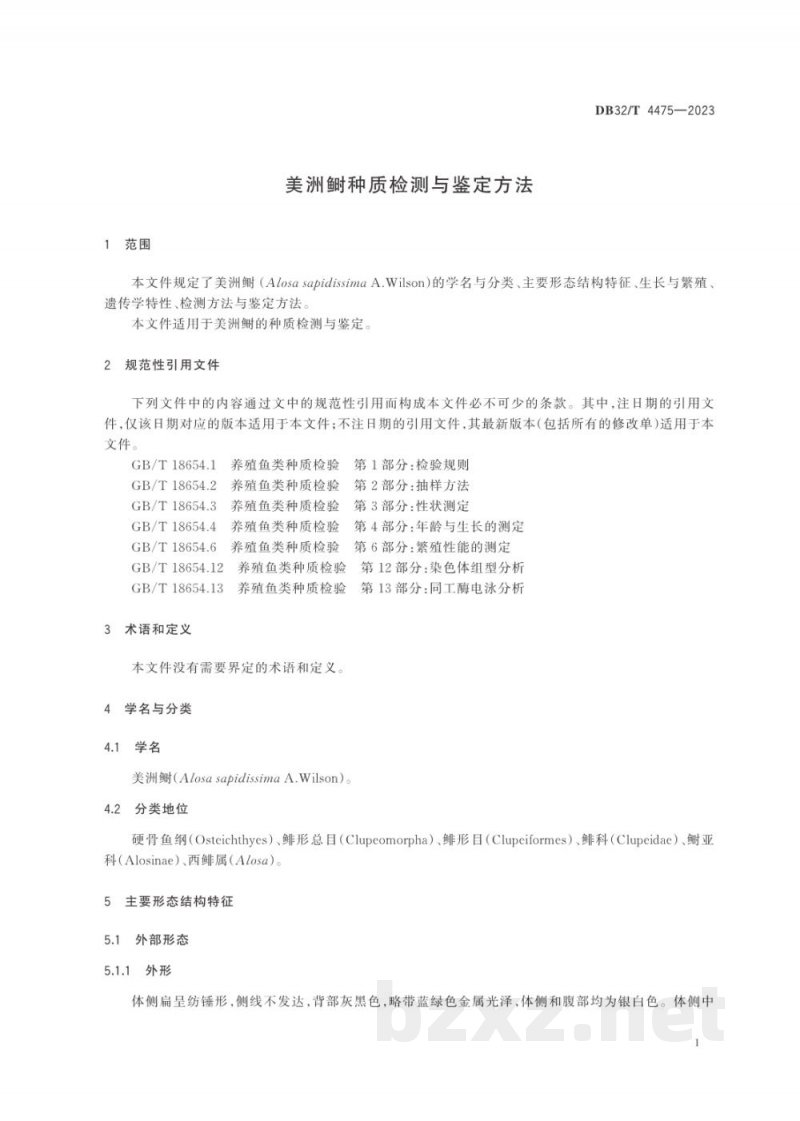 DB32/T 4475-2023美洲鲥种质检测与鉴定方法 DB32/T 4475-2023美洲鲥种质检测与鉴定方法