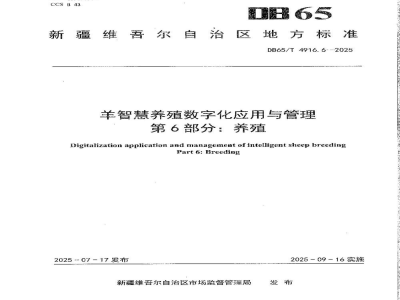 DB65/T 4916.6-2025羊智慧养殖数字化应用与管理第6部分:养殖