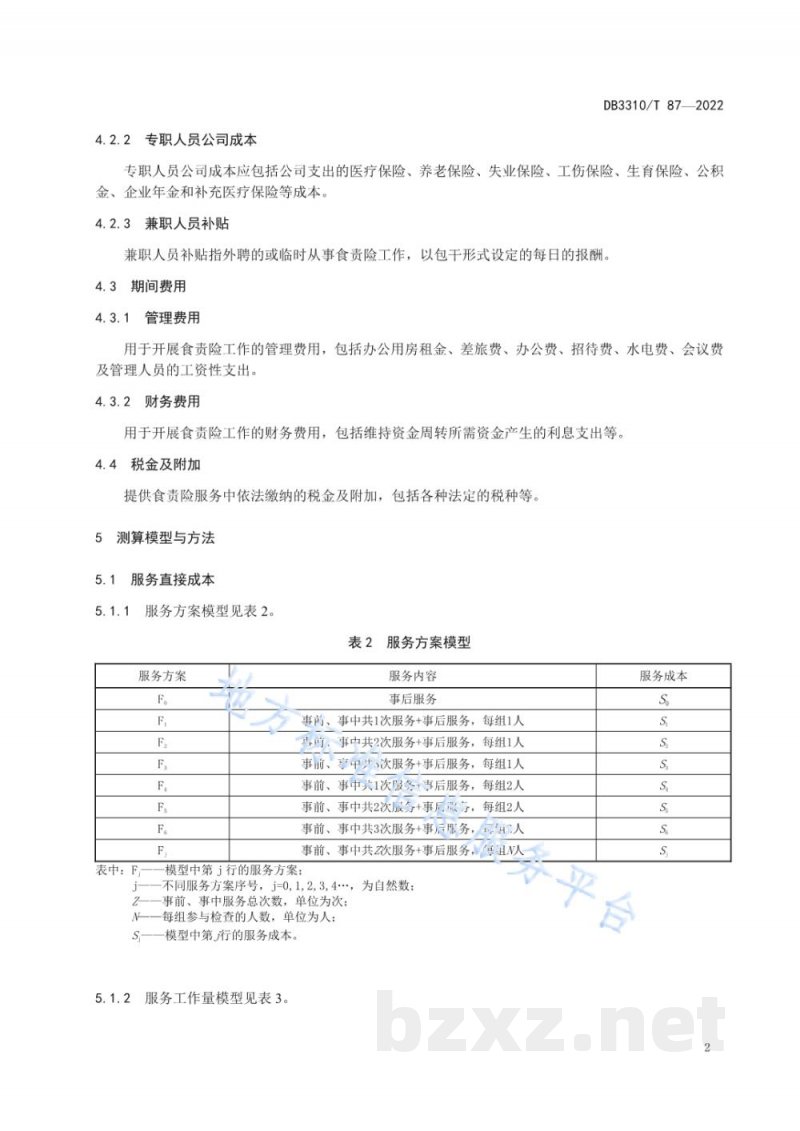 DB3310/T 87-2022食品安全责任保险费用测算规范 DB3310/T 87-2022食品安全责任保险费用测算规范
