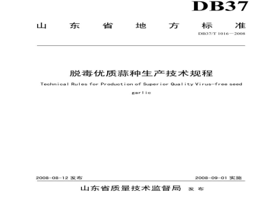 DB37/T 1016-2008脱毒优质蒜种生产技术规程