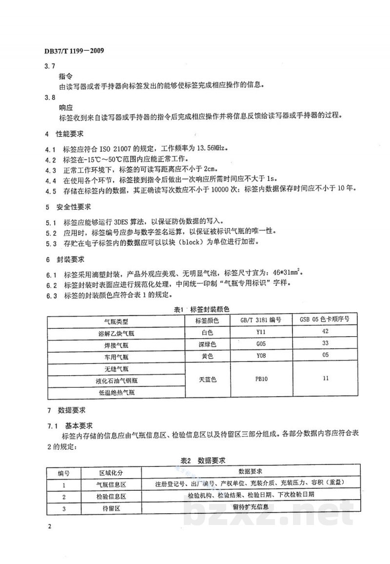DB37/T 1199-2009气瓶用电子标签标识规范