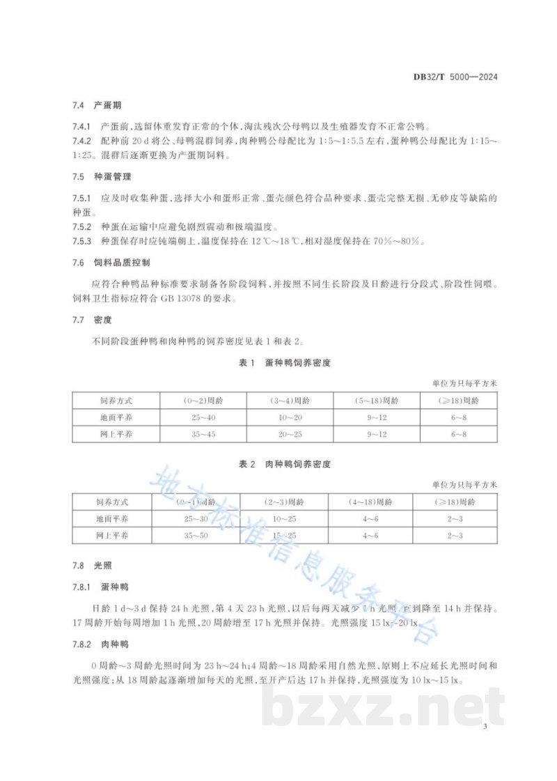 DB32/T 5000-2024种鸭旱养饲养管理技术规程 DB32/T 5000-2024种鸭旱养饲养管理技术规程