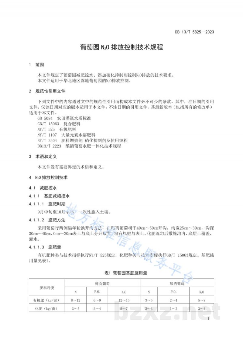 DB13/T 5825-2023葡萄园N2O排放控制技术规程 DB13/T 5825-2023葡萄园N2O排放控制技术规程
