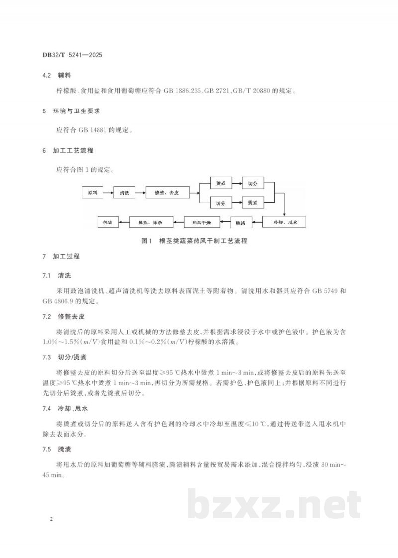 DB32/T 5241-2025根茎类蔬菜热风干制技术规程 DB32/T 5241-2025根茎类蔬菜热风干制技术规程