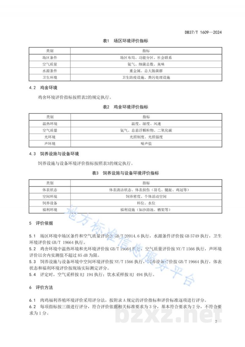 DB37/T 1609-2024肉鸡福利养殖环境评价方法 DB37/T 1609-2024肉鸡福利养殖环境评价方法