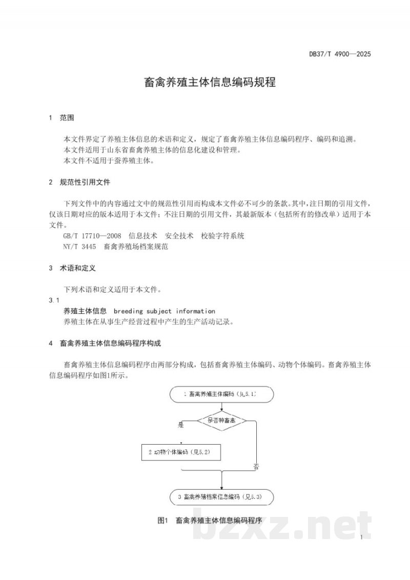 DB37/T 4900-2025畜禽养殖主体信息编码技术规程 DB37/T 4900-2025畜禽养殖主体信息编码技术规程