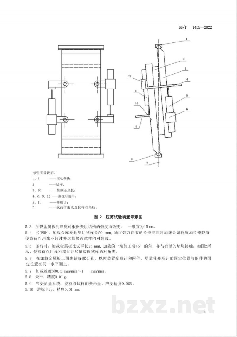 GB/T 1455-2022夹层结构或芯子剪切性能试验方法 GB/T 1455-2022夹层结构或芯子剪切性能试验方法
