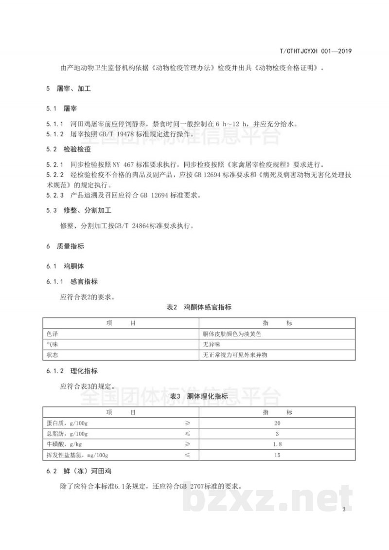 T/CTHTJCYXH 001-2019河田鸡 质量要求 T/CTHTJCYXH 001-2019河田鸡 质量要求