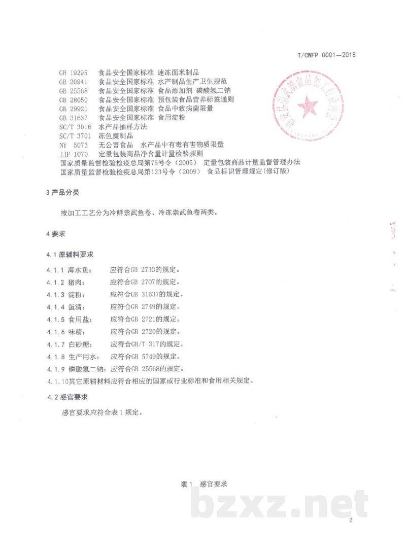 T/CWFP 0001-2018崇武鱼卷 T/CWFP 0001-2018崇武鱼卷