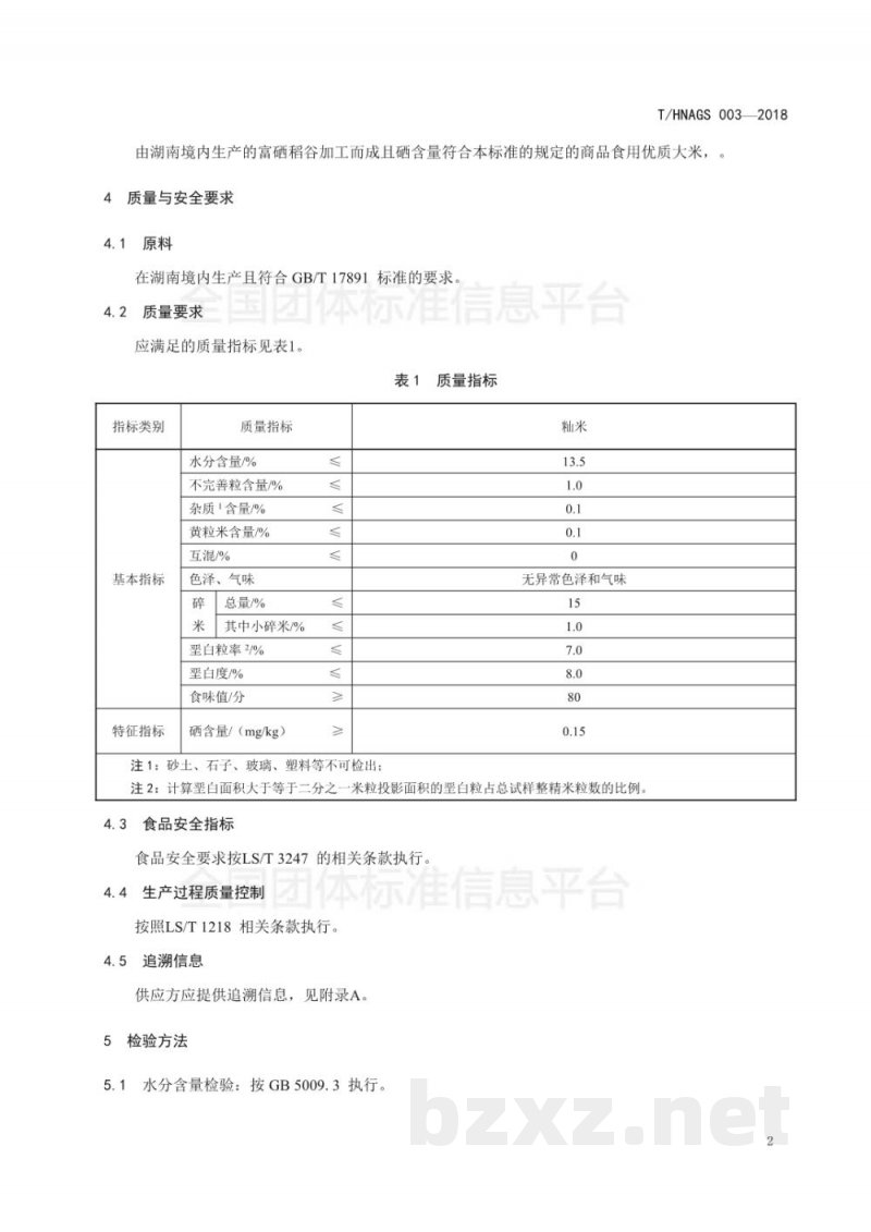 T/HNAGS 003-2018湖南好粮油 富硒大米 T/HNAGS 003-2018湖南好粮油 富硒大米