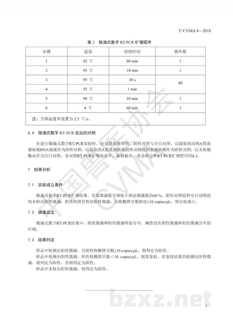 T/CVMA 8-2018动物A型流感病毒微滴式数字RT-PCR检测方法 T/CVMA 8-2018动物A型流感病毒微滴式数字RT-PCR检测方法