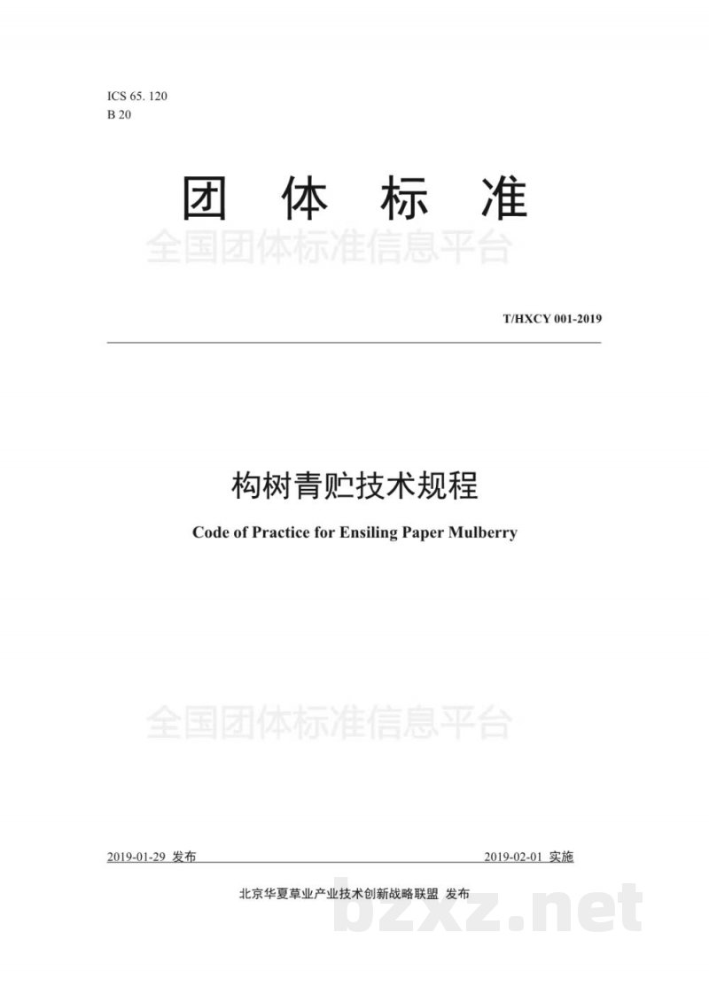 T/HXCY 001-2019构树青贮技术规程 T/HXCY 001-2019构树青贮技术规程